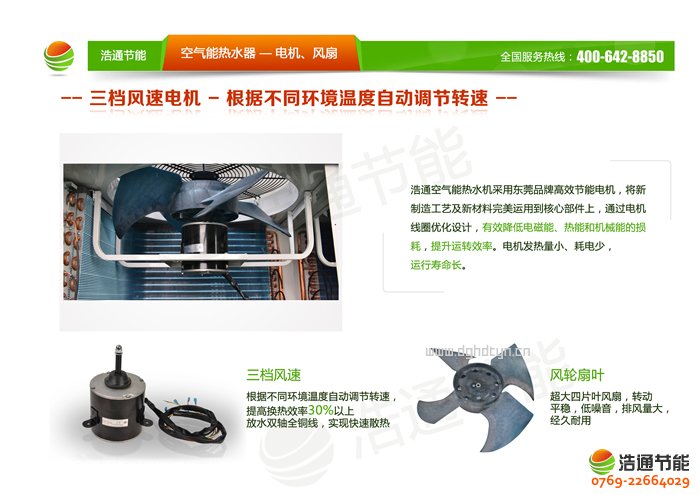浩通12P空氣能熱泵頂出風(fēng)GT-SKR150(KFXRS-38Ⅱ)系列熱泵電機(jī)與風(fēng)扇優(yōu)勢(shì)圖解