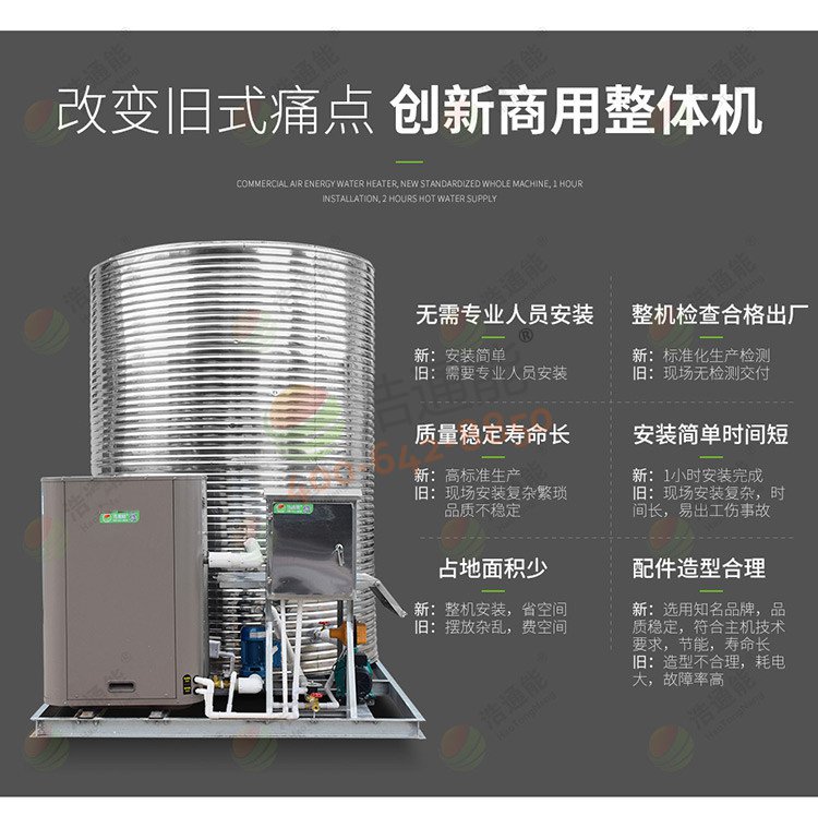 美的商用空氣源熱泵一體機10匹10噸/8噸改變舊式痛點